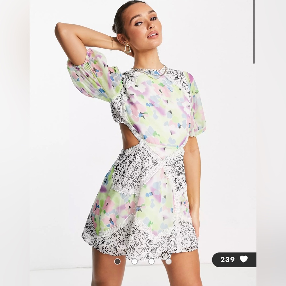 US 10 Floral Color Block Dress | ASOS